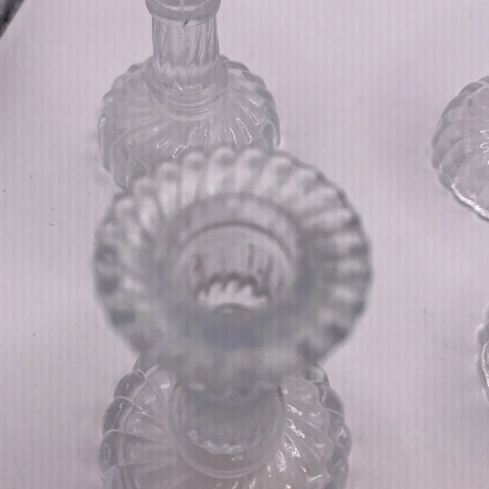 Set of 4 vintage glass miniature candlestick holders 3” 3/4”diameter